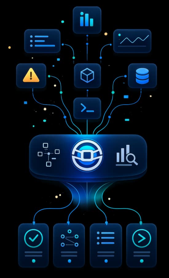 Isometric illustration of unified infrastructure operations